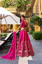 Lorenvalley Fashion Ranipink Natural Silk Sequins and Thread Embroidery Work Lehenga Choli with Dupatta - Distacart