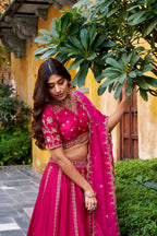 Lorenvalley Fashion Ranipink Natural Silk Sequins and Thread Embroidery Work Lehenga Choli with Dupatta - Distacart