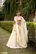 Lorenvalley Fashion Off White Chanda Silk Plain With Sequins and Thread Embroidery Work Belt Lehenga Choli with Dupatta