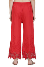 PAVONINE Red Color Chikankari Lace Scalloped Hem Cotton Fabric Sharara For Women - Distacart