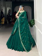 Lorenvalley Fashion Green Georgette Thread Embroidery Work Belt Lehenga Choli with Dupatta