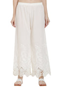 PAVONINE White Color Chikankari Lace Scalloped Hem Cotton Fabric Sharara For Women - Distacart