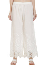 PAVONINE White Color Chikankari Lace Scalloped Hem Cotton Fabric Sharara For Women - Distacart