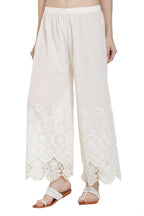 PAVONINE White Color Chikankari Lace Scalloped Hem Cotton Fabric Sharara For Women - Distacart