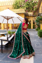 Lorenvalley Fashion Silk Satin Sequins and Thread Embroidery Work Lehenga Choli with Dupatta - Distacart