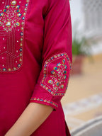 Lorenvalley Fashion Ranipink Viscose Mango Silk Multi Embroidery Sequins With Hand Work Kurta Pant Dupatta - Distacart