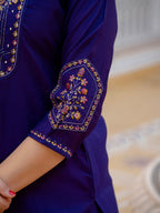 Lorenvalley Fashion Violet Viscose Mango Silk Multi Embroidery Sequins With Hand Work Kurta Pant Dupatta - Distacart