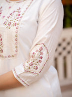 Lorenvalley Fashion White Viscose Mango Silk Multi Embroidery Sequins With Hand Work Kurta Pant Dupatta - Distacart