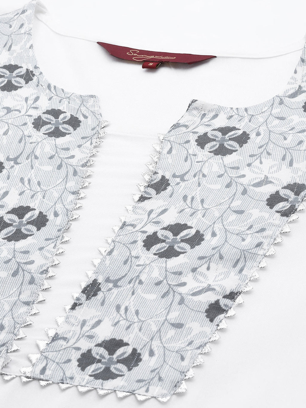 Sangria Floral Yoke Design Regular Gotta Patti Kurta with Palazzos