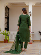 Vedant Vastram Viscose Silk Embroidery & Sequence Work Stitched Salwar Suit Set-Green - Distacart