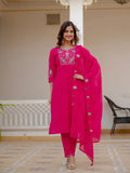 Vedant Vastram Viscose Silk Embroidery & Sequence Work Stitched Salwar Suit Set-Pink - Distacart
