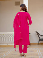 Vedant Vastram Viscose Silk Embroidery & Sequence Work Stitched Salwar Suit Set-Pink - Distacart