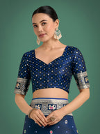 Monjolika Fashion Gorgeous Blue Woven Banarasi Designer Satin Silk Saree - Distacart