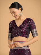 Monjolika Fashion Gorgeous Wine Woven Banarasi Designer Satin Silk Saree - Distacart