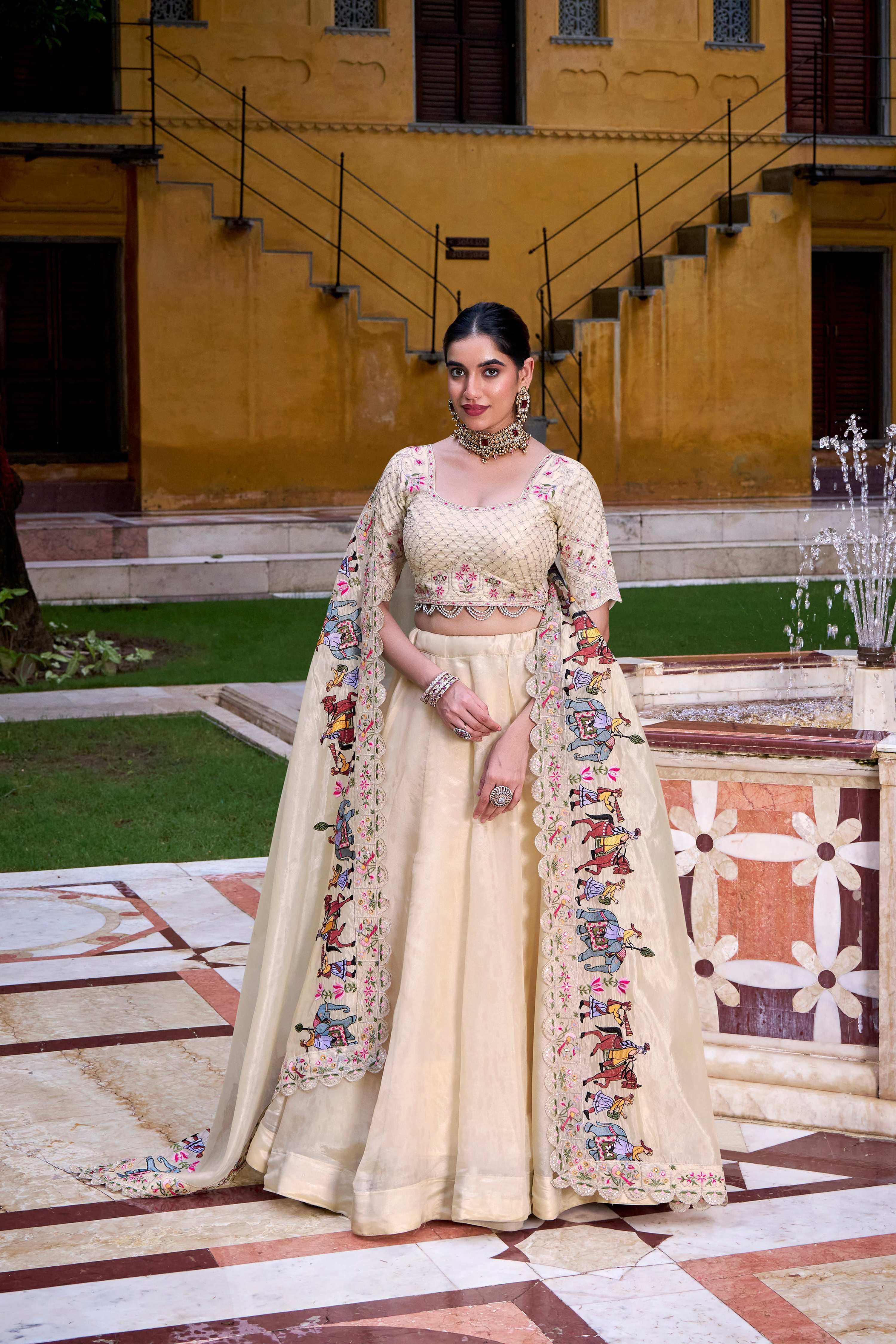 Lorenvalley Fashion Off White Raspberry Plain with Canvas and Can Can Lehenga Choli with Dupatta - Distacart