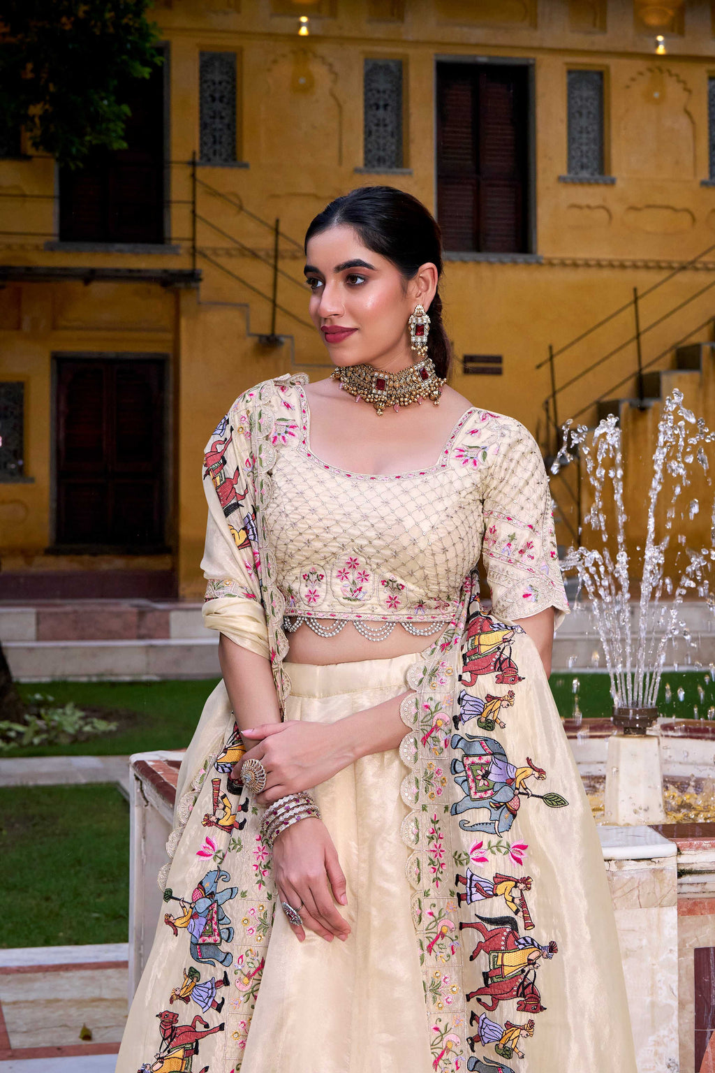 Lorenvalley Fashion Off White Raspberry Plain with Canvas and Can Can Lehenga Choli with Dupatta - Distacart