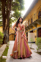 Lorenvalley Fashion Rust Carike Silk Plain Lehenga Choli with Dupatta - Distacart