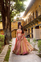 Lorenvalley Fashion Rust Carike Silk Plain Lehenga Choli with Dupatta - Distacart