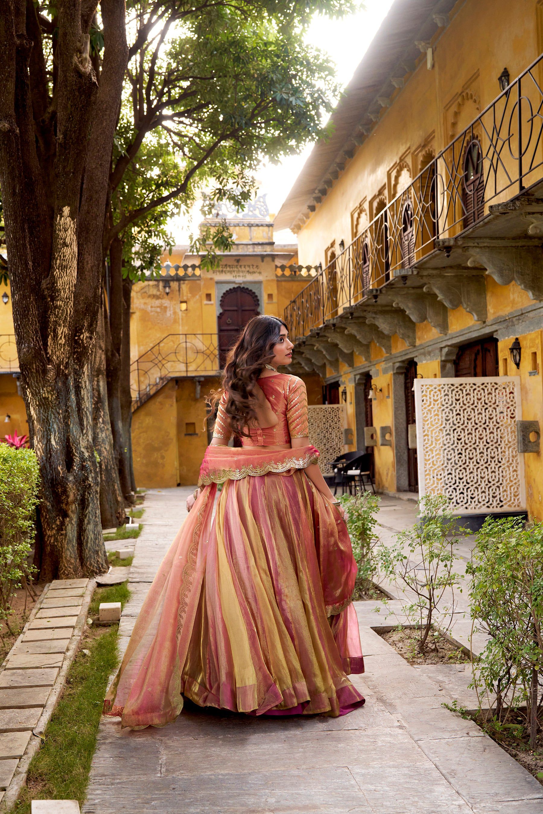 Lorenvalley Fashion Rust Carike Silk Plain Lehenga Choli with Dupatta - Distacart