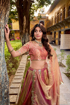 Lorenvalley Fashion Rust Carike Silk Plain Lehenga Choli with Dupatta - Distacart