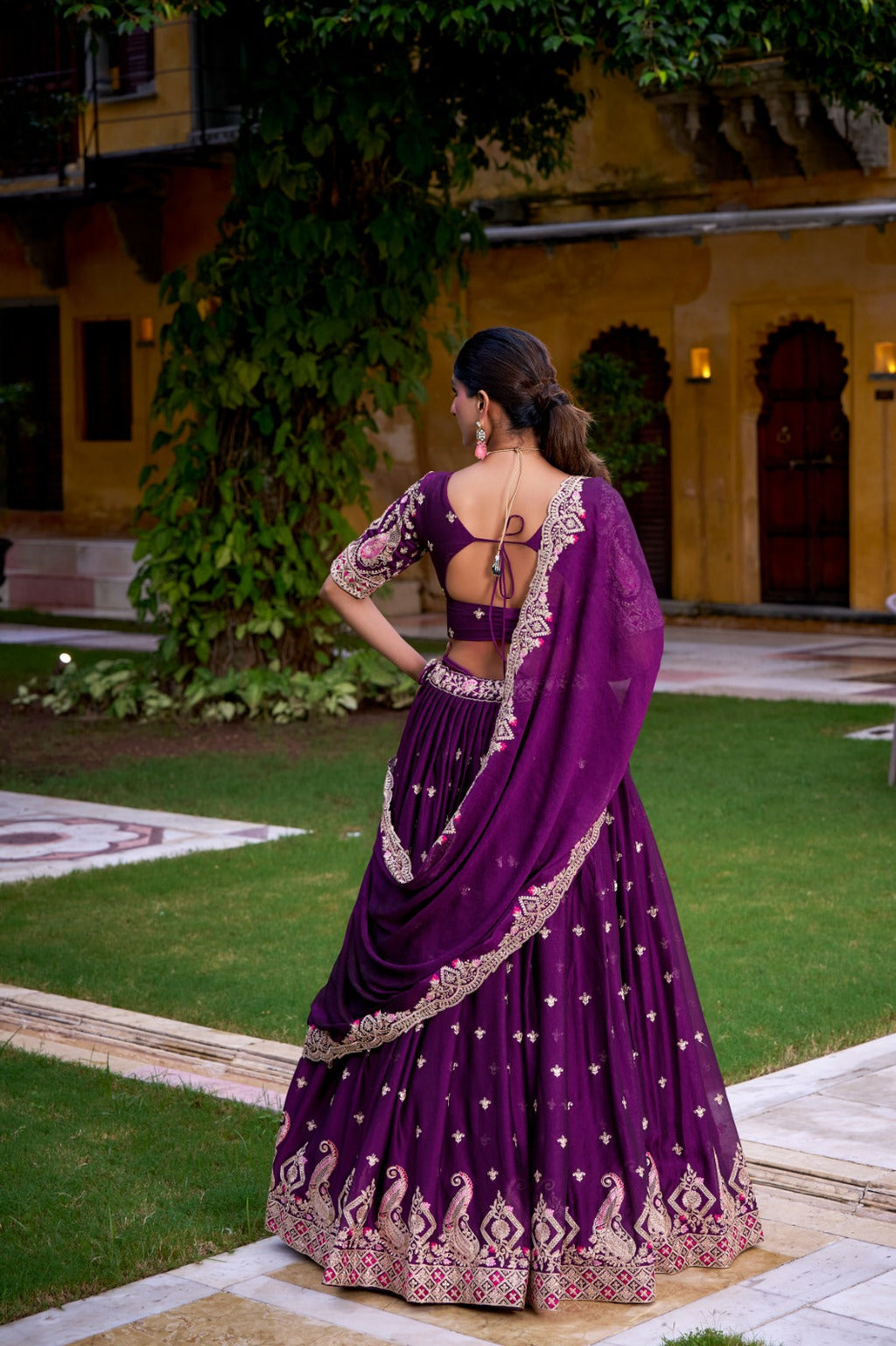 Lorenvalley Fashion Purple Rangoli Crush Sequins and Thread Embroidery Work Lehenga Choli with Dupatta - Distacart