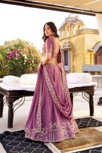 Lorenvalley Fashion Lavender Crush Silk Sequins and Thread Embroidery Work Lehenga Choli with Dupatta - Distacart