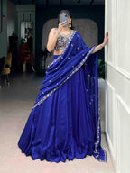 Lorenvalley Fashion Royalblue P.C.Kashmiri Plain Lehenga Choli with Dupatta - Distacart