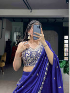 Lorenvalley Fashion Royalblue P.C.Kashmiri Plain Lehenga Choli with Dupatta - Distacart