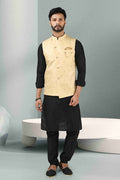Raivat Ethnic Jacquard Banarasi Silk Woven Work 3 Pics Jacket Set In Cream Colour