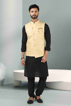 Raivat Ethnic Jacquard Banarasi Silk Woven Work 3 Pics Jacket Set In Cream Colour