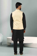 Raivat Ethnic Jacquard Banarasi Silk Woven Work 3 Pics Jacket Set In Cream Colour