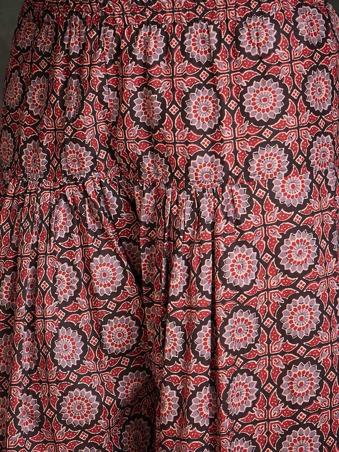 Indo Era Floral Printed V-Neck Pure Cotton Straight Kurta With Salwar - Distacart