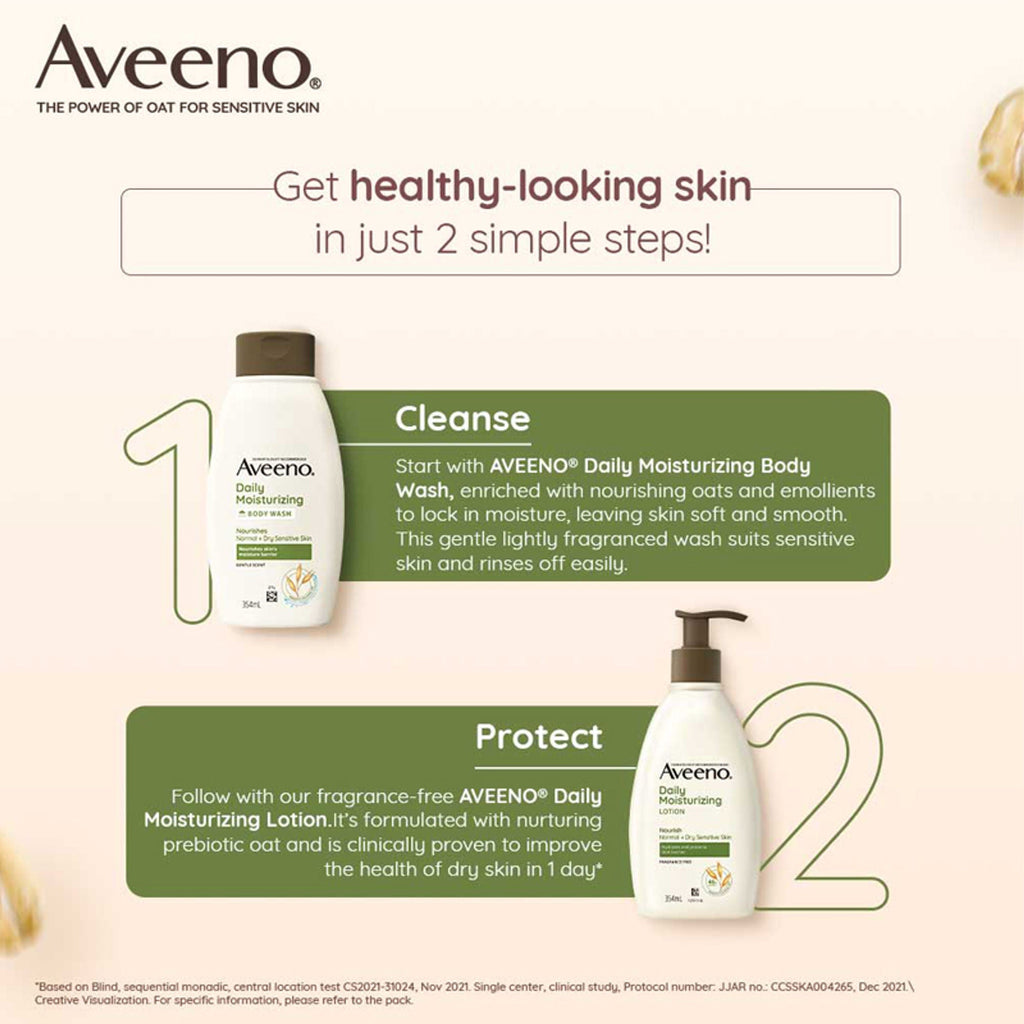 Aveeno Daily Moisturising Body Wash - Prebiotic Oat Cleanse, Moisturize Normal, Dry & Sensitive Skin