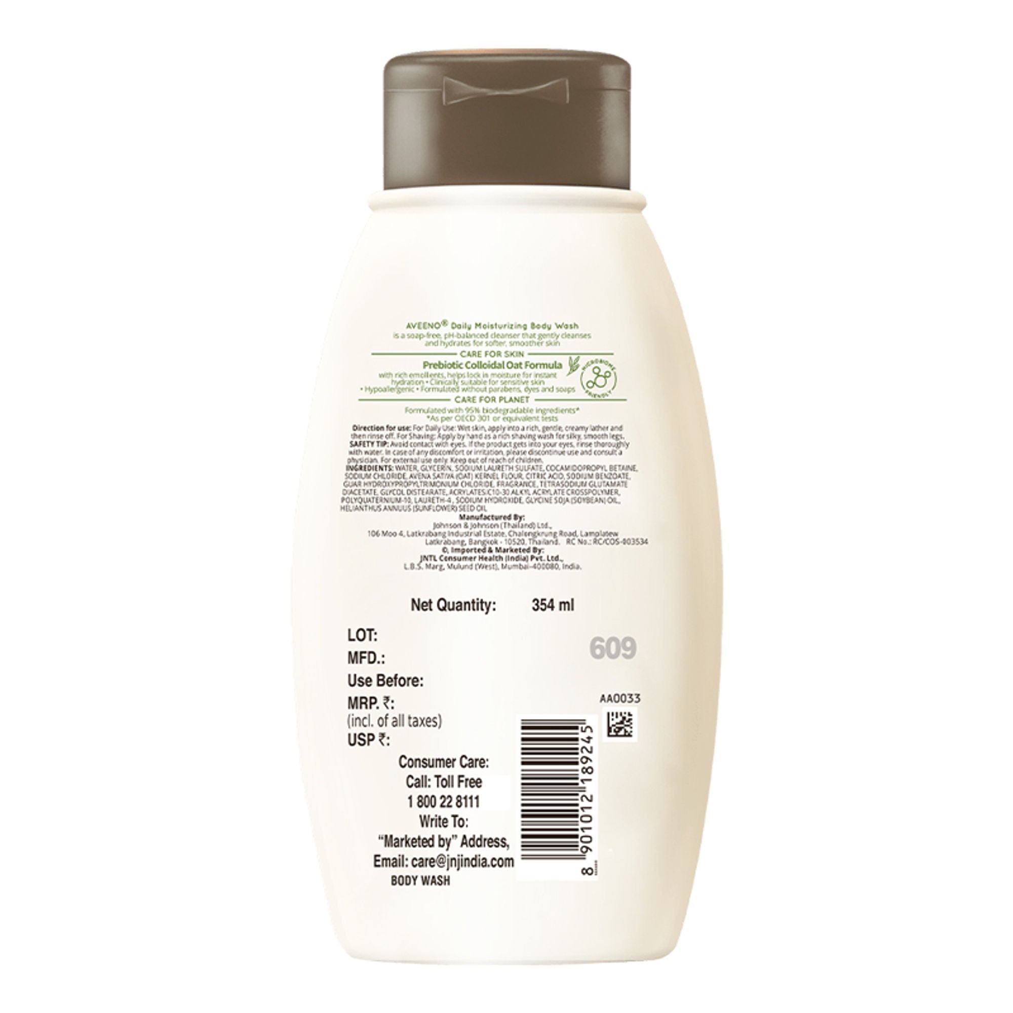 Aveeno Daily Moisturising Body Wash - Prebiotic Oat Cleanse, Moisturize Normal, Dry & Sensitive Skin