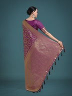Monjolika Fashion Scintilla Purple Banarasi Satin Silk Meenakari zari weaving Pattern Saree - Distacart