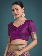 Monjolika Fashion Scintilla Purple Banarasi Satin Silk Meenakari zari weaving Pattern Saree - Distacart