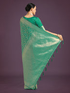 Monjolika Fashion Scintilla Turquoise Banarasi Satin Silk Meenakari zari weaving Pattern Saree - Distacart