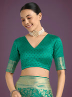 Monjolika Fashion Scintilla Turquoise Banarasi Satin Silk Meenakari zari weaving Pattern Saree - Distacart