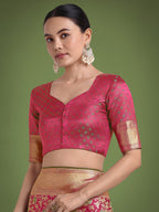Monjolika Fashion Scintilla Magenta Banarasi Satin Silk Meenakari zari weaving Pattern Saree