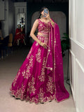Lorenvalley Fashion Pink Naysha Silk Sequins And Thread Embroidery Work With Lace Border Lehenga Choli With Dupatta - Distacart