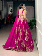 Lorenvalley Fashion Pink Naysha Silk Sequins And Thread Embroidery Work With Lace Border Lehenga Choli With Dupatta - Distacart