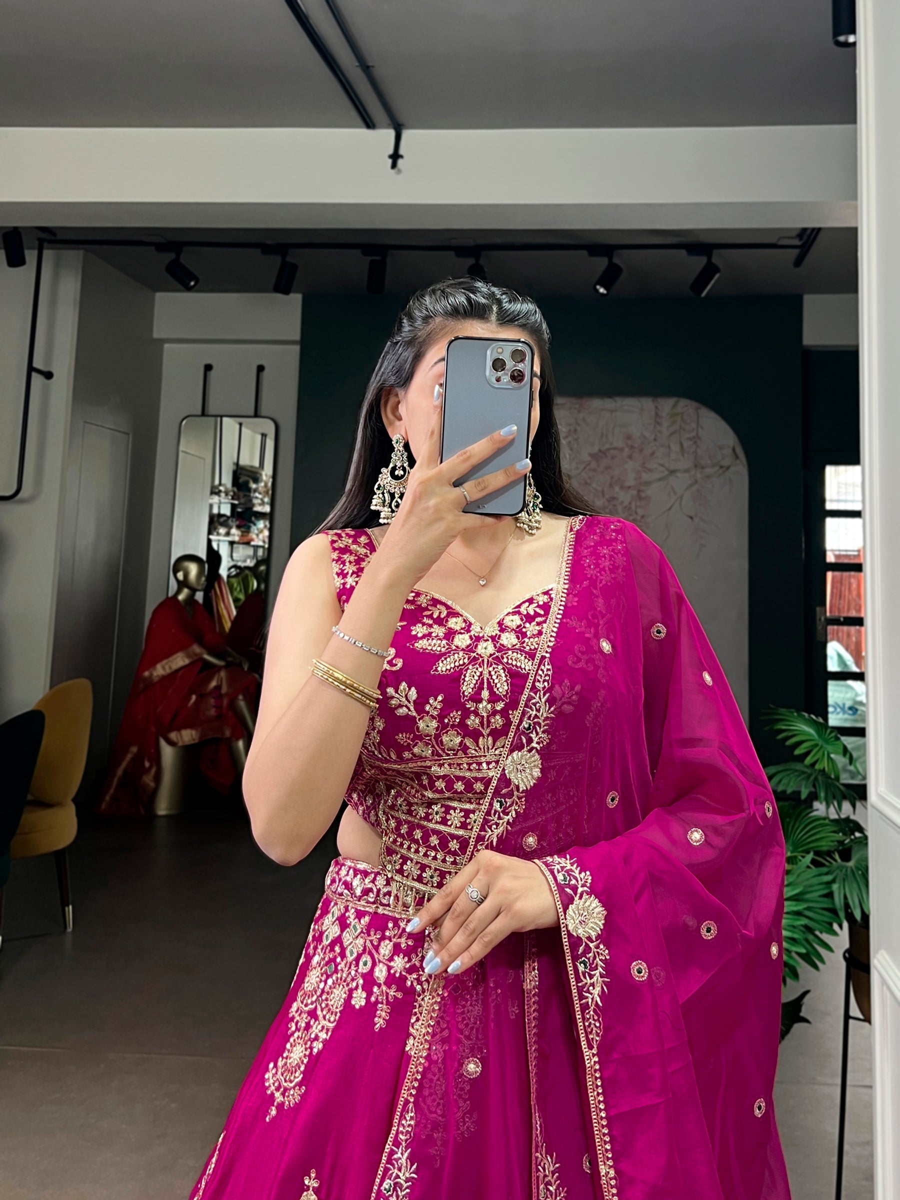 Lorenvalley Fashion Pink Naysha Silk Sequins And Thread Embroidery Work With Lace Border Lehenga Choli With Dupatta - Distacart