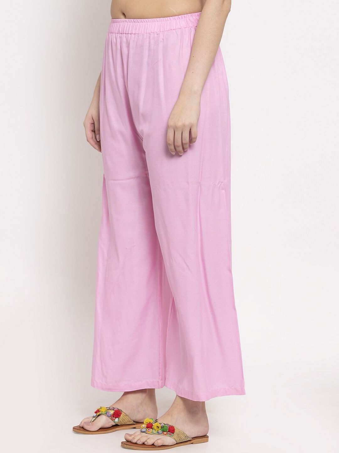 TAG 7 Women Pink Solid Flared Palazzos