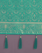 Monjolika Fashion Turquoise With Gold Bordar Banarasi Woven Satin Saree
