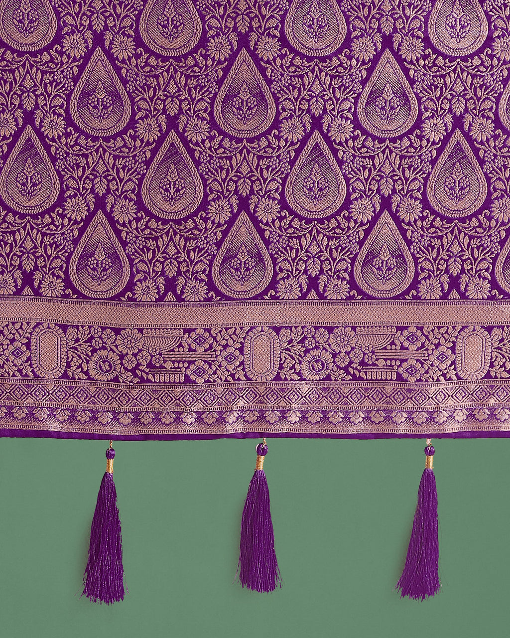 Monjolika Fashion Purple With Gold Bordar Banarasi Woven Satin Saree - Distacart