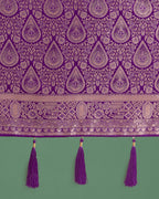 Monjolika Fashion Purple With Gold Bordar Banarasi Woven Satin Saree - Distacart