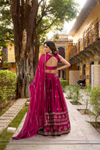 Lorenvalley Fashion Magenta Rangoli Sequins and Thread Embroidery Work Lehenga Choli with Dupatta - Distacart