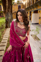 Lorenvalley Fashion Magenta Rangoli Sequins and Thread Embroidery Work Lehenga Choli with Dupatta - Distacart