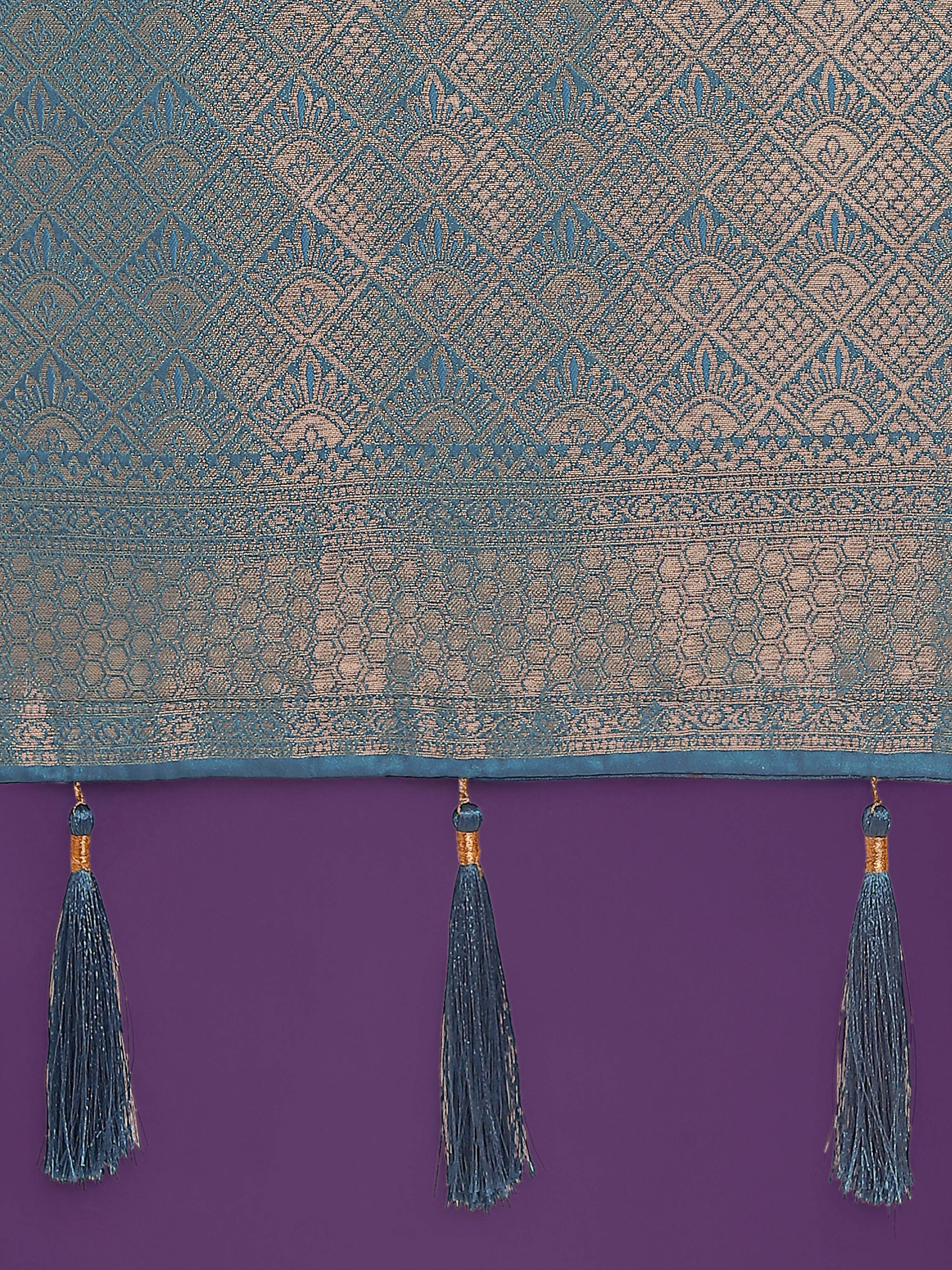 Monjolika Fashion Flattering Cyan blue Banarasi Satin Silk Zari Weaving Work Designer Saree - Distacart