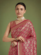 Monjolika Fashion Flattering Dark Pink Banarasi Satin Silk Zari Weaving Work Designer Saree - Distacart